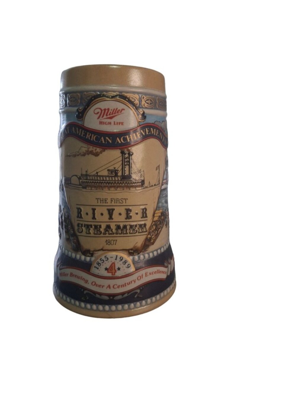 1989 Miller High Life Great American Achievements River Steamer Beer Stein